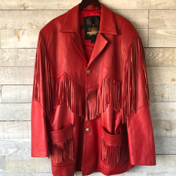 volcano Other - Genuine red leather fringe jacket